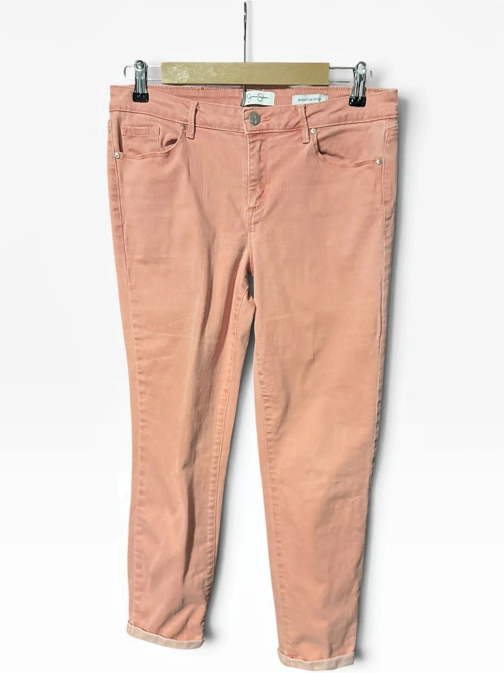 Jessica Simpson Rolled Crop Skinny Jeans Peach Size 12/31